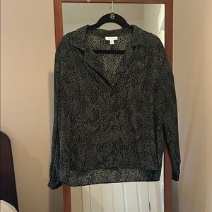 Topshop Black Leopard Print Blouse